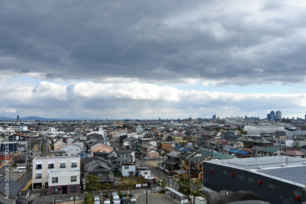 Naklejka premium 清洲城から眺める城下町の風景