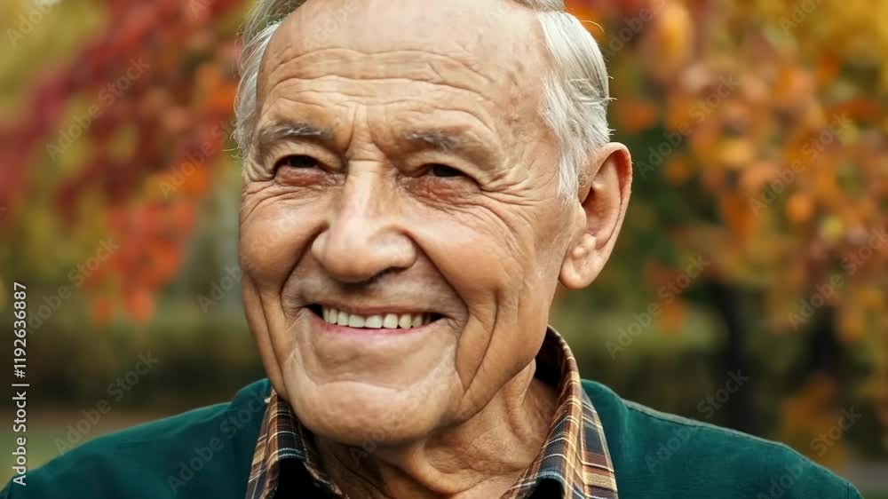 Elderly man enjoying autumn day in park with vibrant fall leaves Elderly man enjoying autumn day in park with vibrant fall leaves