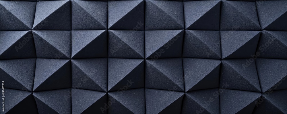 Studio absorber concept. Abstract geometric pattern with three-dimensional pyramid shapes on a dark surface. Studio absorber concept. Abstract geometric pattern with three-dimensional pyramid shapes on a dark surface.