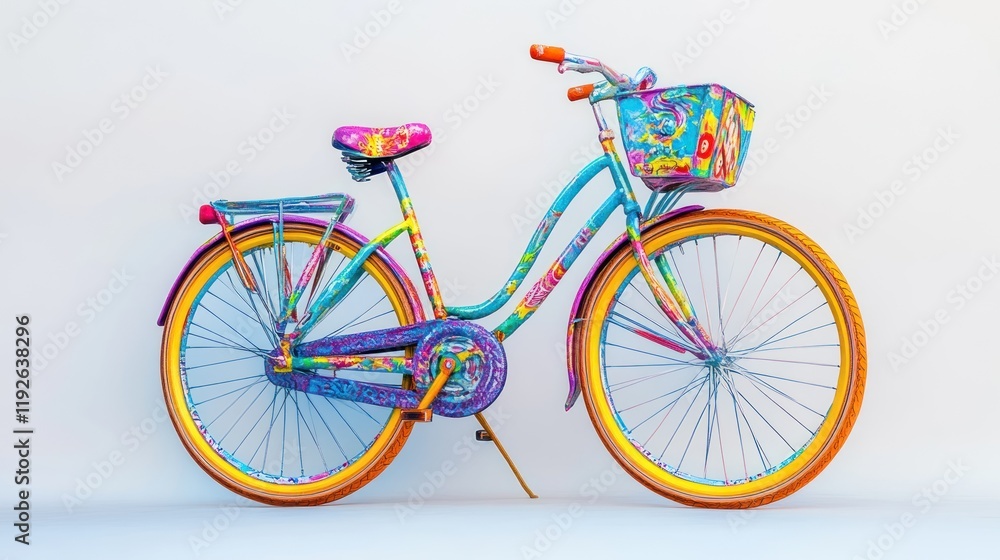 Fototapeta premium Colorful bicycle with basket.