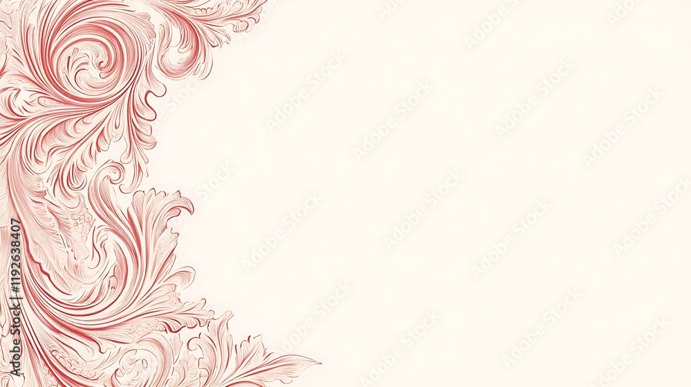 Elegant Red Floral Corner Design on White Background Elegant Red Floral Corner Design on White Background