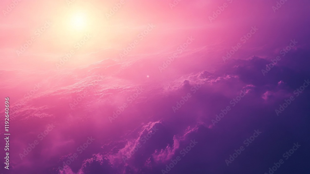 Fototapeta premium Pink and Purple Sunset Cloudscape Aerial View