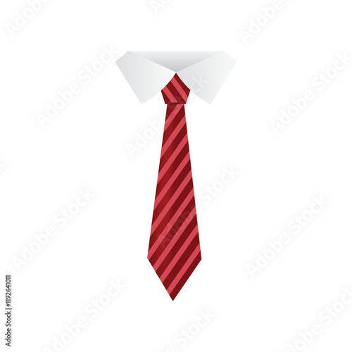 Red necktie icon. Realistic illustration of necktie vector icon for web design. Neck tie fashion for businessman. Vector illustration. 