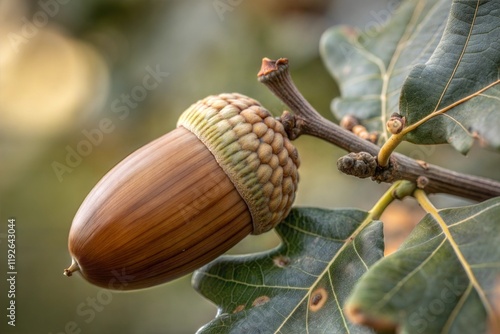 Acorn on oak leaf