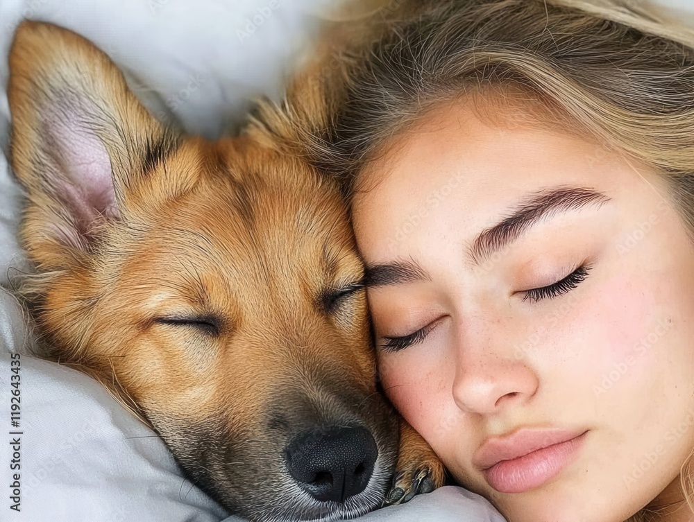 Playful image of a pet dog and its owner napping together on a picnic blanket, National Public Sleeping Day, emphasizing comfort and shared downtime,