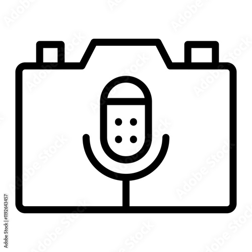 Perm Camera Mic Vector Line Icon Design