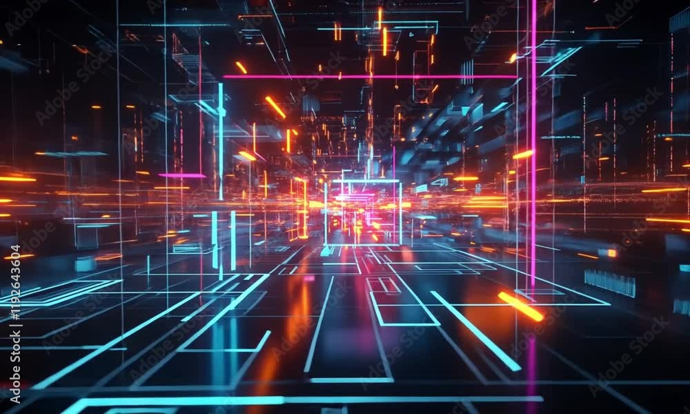Abstract futuristic communication neon low poly motion background Abstract futuristic communication neon low poly motion background