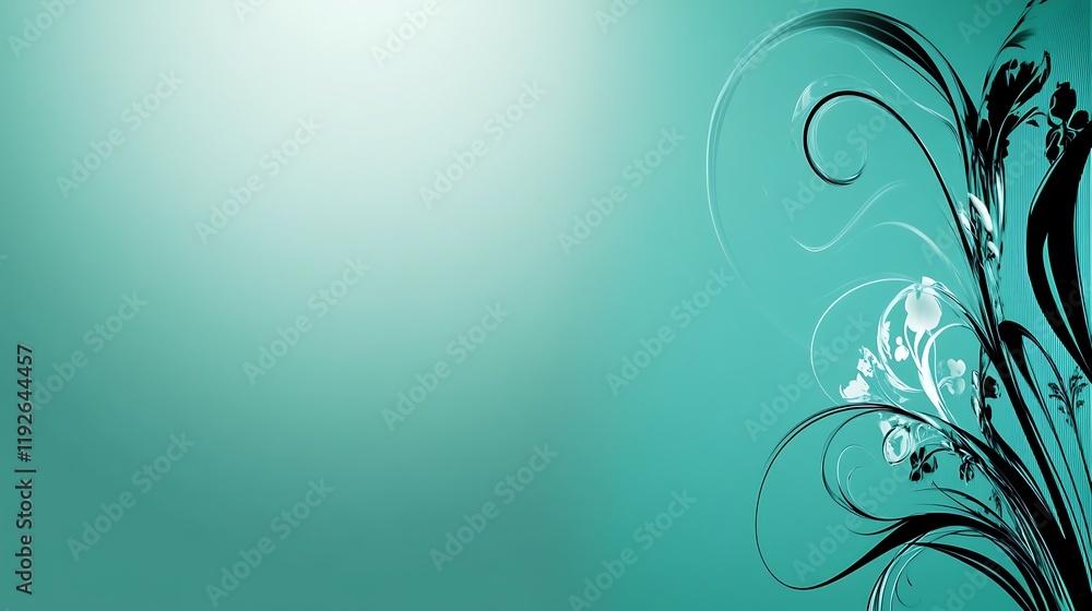 Abstract Teal Background with Floral Design Abstract Teal Background with Floral Design