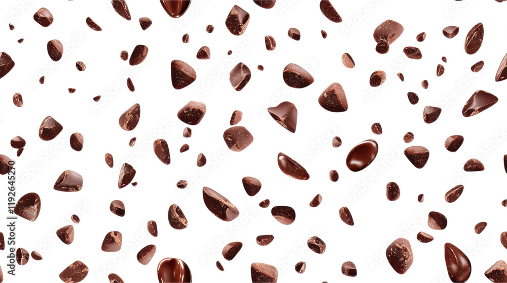 Chocolate Pieces Falling in a Delicious Pattern Chocolate Pieces Falling in a Delicious Pattern