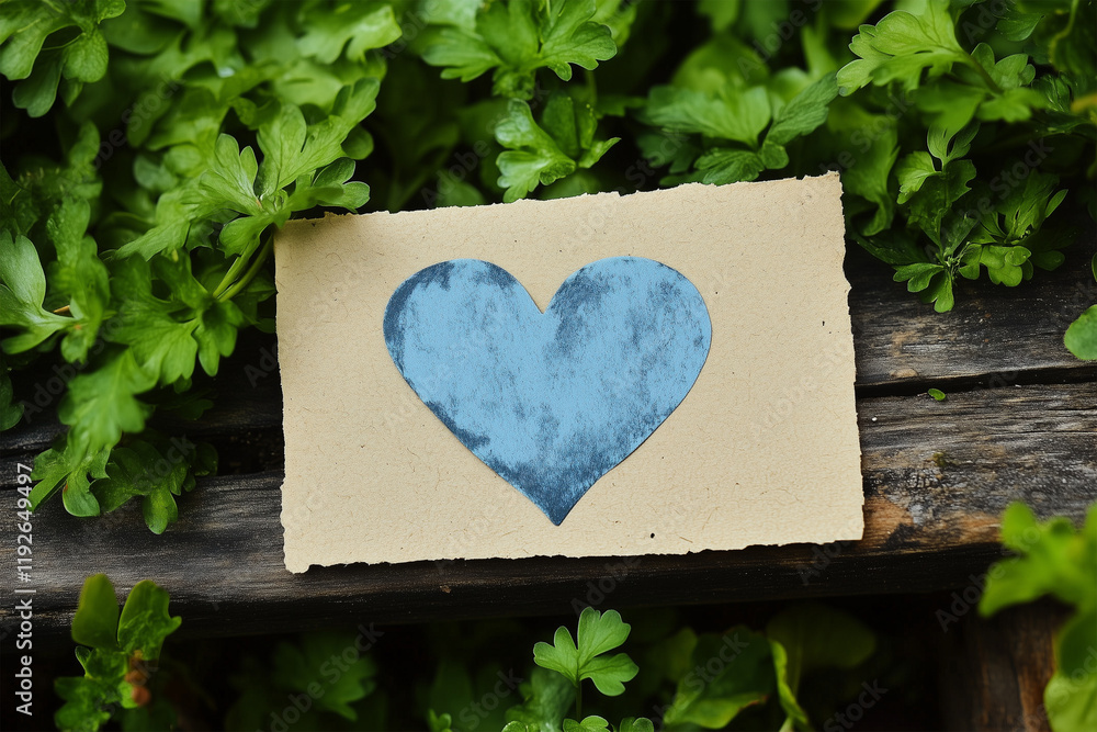 card with a painted blue heart - Valentine's Day banner card with a painted blue heart - Valentine's Day banner