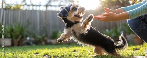 Wallpaper Mural Happy dog playing fetch in backyard garden Torontodigital.ca