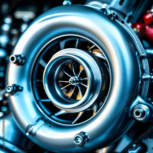Wallpaper Mural Turbocharged Performance: A close-up of a powerful turbocharger, showcasing the intricate engineering and sleek design of this high-performance automotive component Torontodigital.ca
