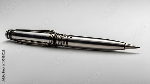 An Elegant Steel Pen displayed on a pristine White Background for a refined appearance photo