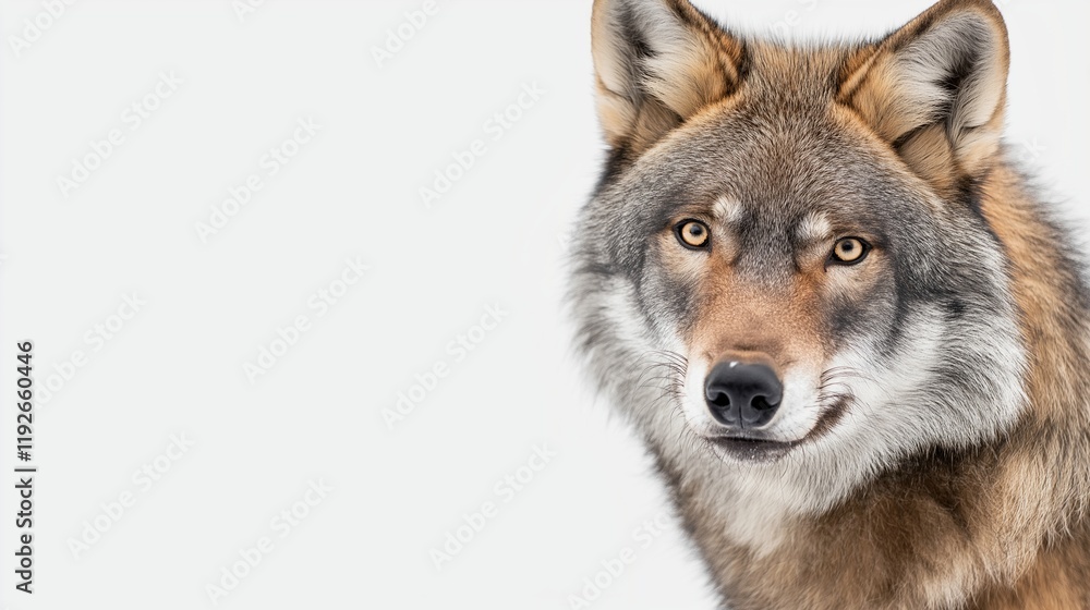 Fototapeta premium Wolf close up with copy space 