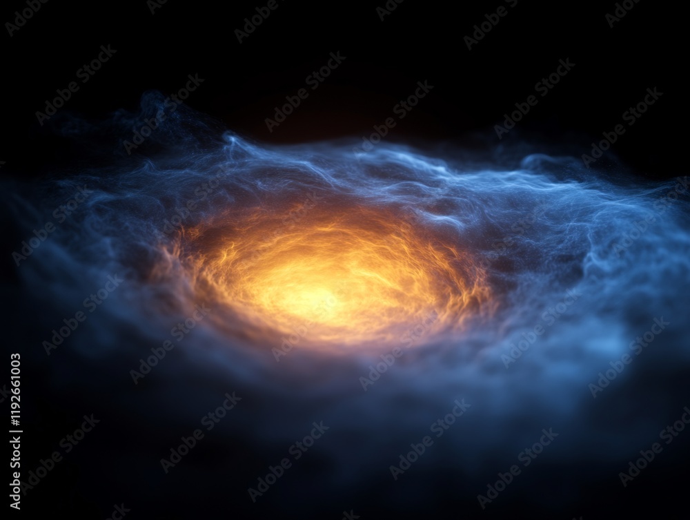 Glowing orange nebula swirls gently within cool blue cosmic dust a mesmerizing cosmic vortex. AI Generated Glowing orange nebula swirls gently within cool blue cosmic dust a mesmerizing cosmic vortex. AI Generated