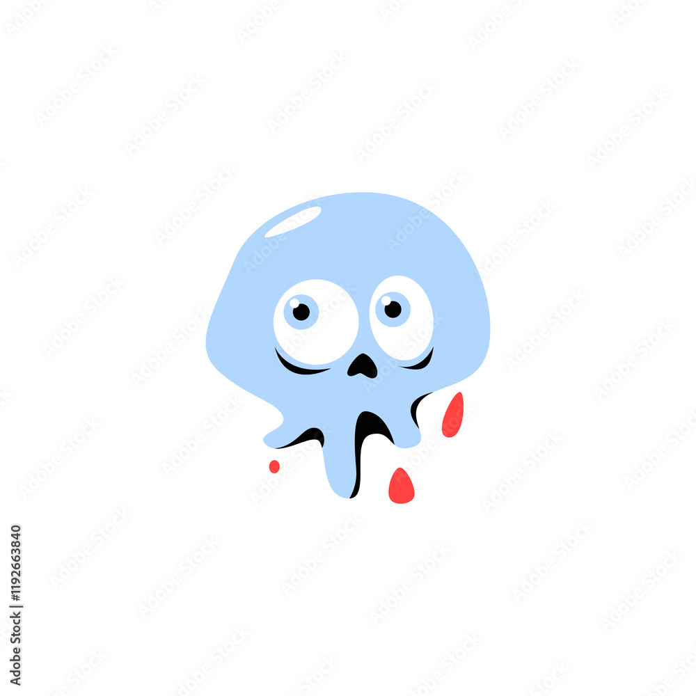 Melting Skull In Flat Vector Illustration Symbolizing Death, Fear, And Halloween Spirit, Isolated On White Background Melting Skull In Flat Vector Illustration Symbolizing Death, Fear, And Halloween Spirit, Isolated On White Background