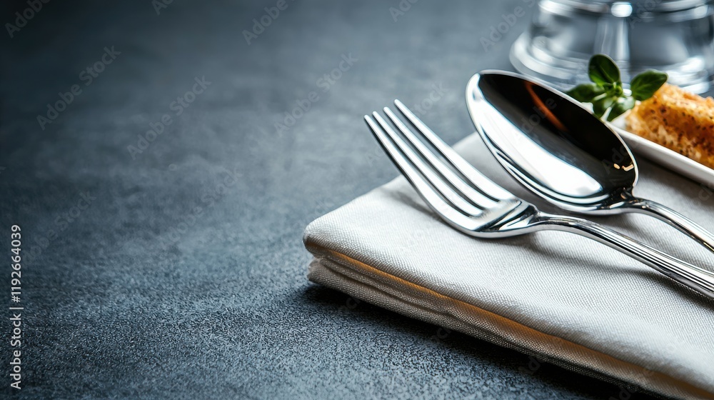 Elegant dining essentials closeup of shiny silver spoon and fork on clean table setting modern kitchen still life photography Elegant dining essentials closeup of shiny silver spoon and fork on clean table setting modern kitchen still life photography