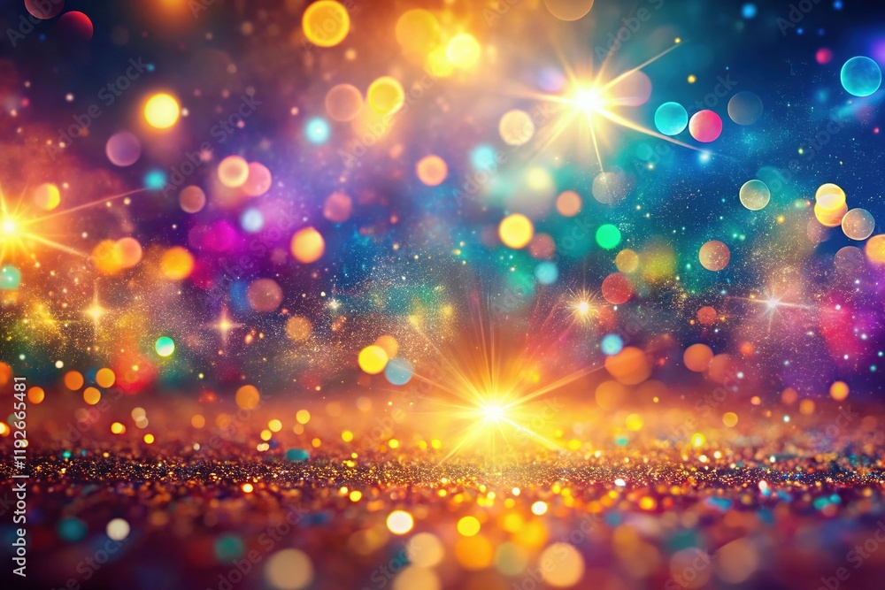 Fototapeta premium Shimmering Bokeh Lights Overlay: Abstract Sparkling Background for Design