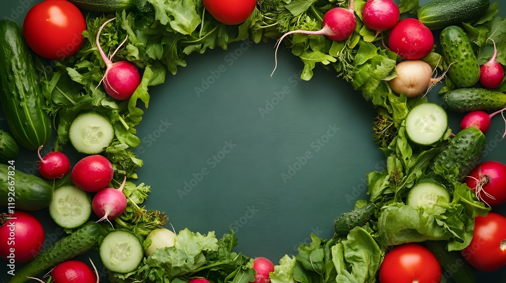Fresh Vegetables Arranged in a Circular Frame Fresh Vegetables Arranged in a Circular Frame
