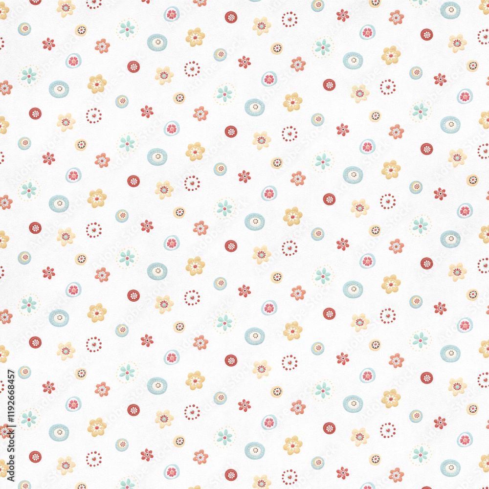 Seamless floral background fabric with ditsy and daisy pattern Seamless floral background fabric with ditsy and daisy pattern