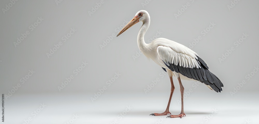 Fototapeta premium White stork standing against a plain background