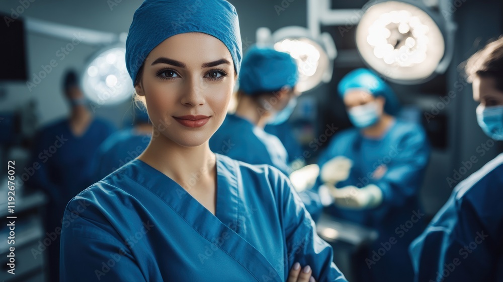 Confident Female Surgeon in Operating Room Confident Female Surgeon in Operating Room