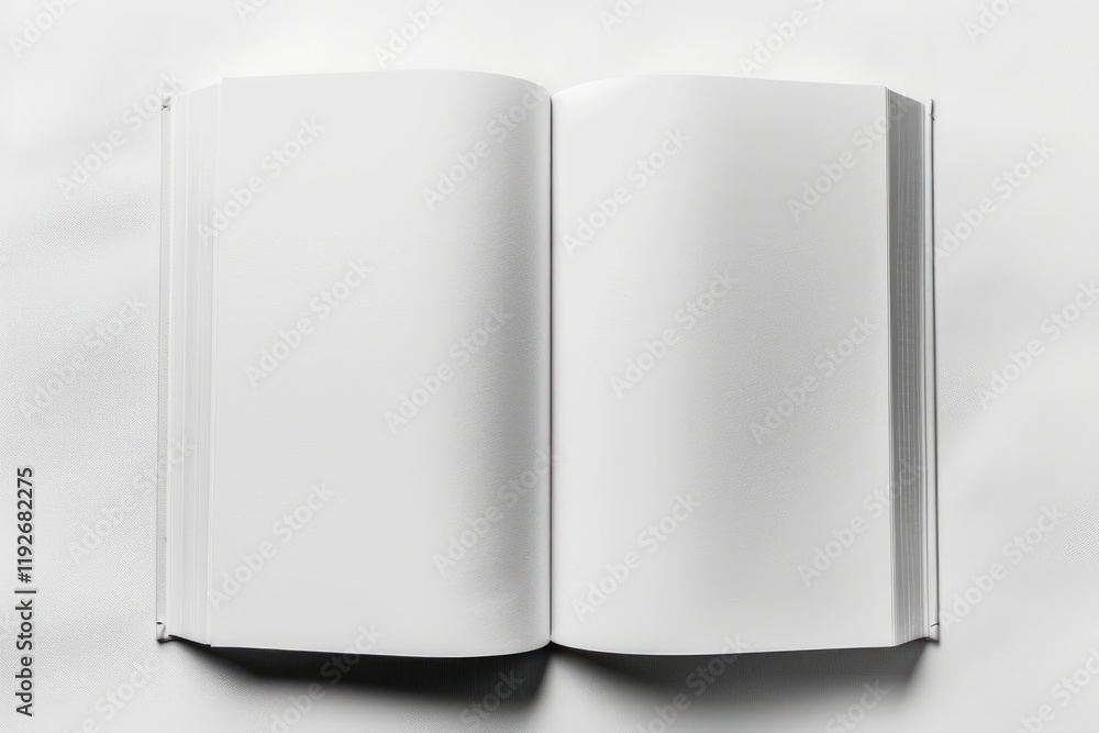 A4 magazine mockup top view. Blank page or notepad for mockups or simulations. Open book mockup. A4 magazine mockup top view. Blank page or notepad for mockups or simulations. Open book mockup.