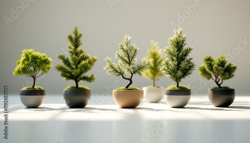 Wallpaper Mural Miniature Bonsai Trees in Pots: A Serene Indoor Garden Torontodigital.ca