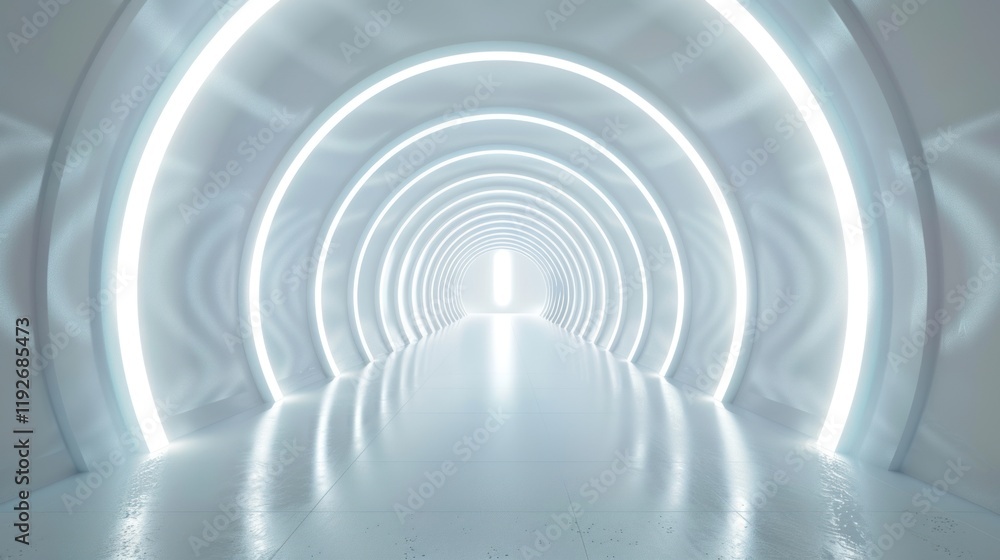 Fototapeta premium Futuristic White Tunnel: A Glowing Pathway to the Unknown