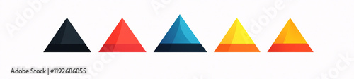 A series of triangles in different colors. The triangles are arranged in a row, with the first one being black and the last one being yellow