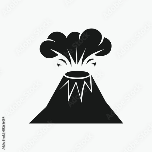 Vector illustration of a stylized erupting volcano.