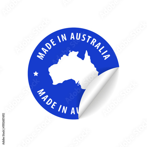Made in Australia - Country Map Sticker. Best quality. Original product. Vector illustration.