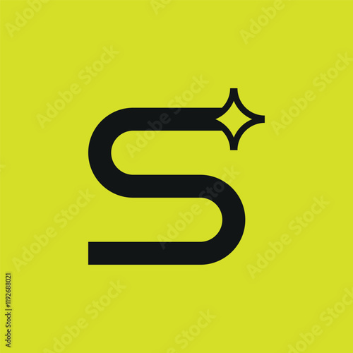 Letter S and star logo design in a modern style. Black color. Vector illustration.