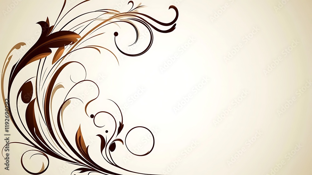 Elegant Brown Floral Design Swirls and Curls Elegant Brown Floral Design Swirls and Curls