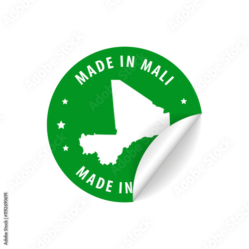 Made in Mali - Country Map Sticker. Best Quality. Original Product. Vector illustration.