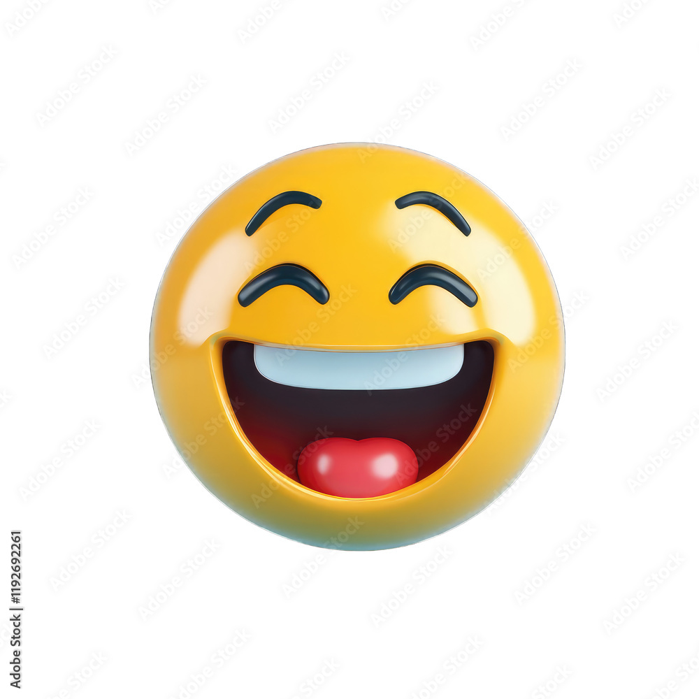 Fototapeta premium 3D rendered happy laughing emoticon. isolated on transparent background.