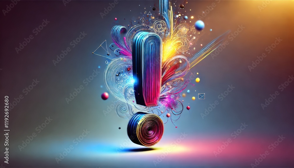 Fototapeta premium A conceptual image featuring a creative and artistic exclamation mark.