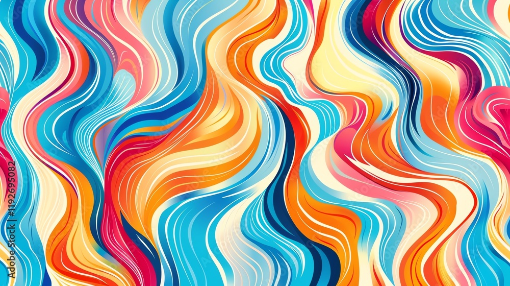 An abstract background featuring a vibrant, colorful pattern of wavy lines in shades of blue, purple, red, and orange. An abstract background featuring a vibrant, colorful pattern of wavy lines in shades of blue, purple, red, and orange.