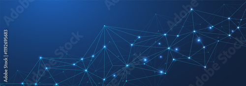 Digital abstract connection dots and lines. Network connection structure. Technology polygonal background. Plexus effect. Vector Illustration.