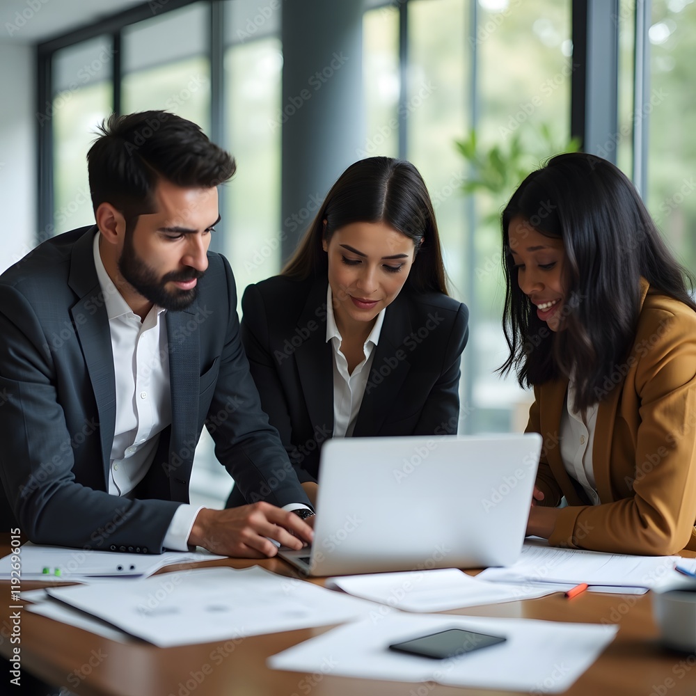 Diverse Group of Professionals Collaborating in a Modern Office Setting Diverse Group of Professionals Collaborating in a Modern Office Setting