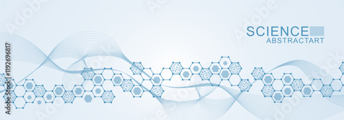 Health care abstract background with lines, dots and hexagons. Medical innovation banner template concept. Vector illustration.