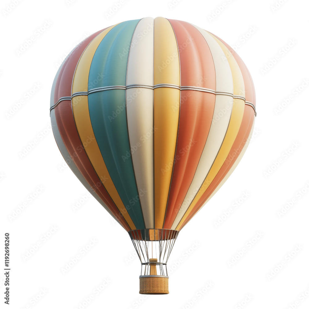 Fototapeta premium Vibrant Hot Air Balloon Soaring Against Clear Blue Sky