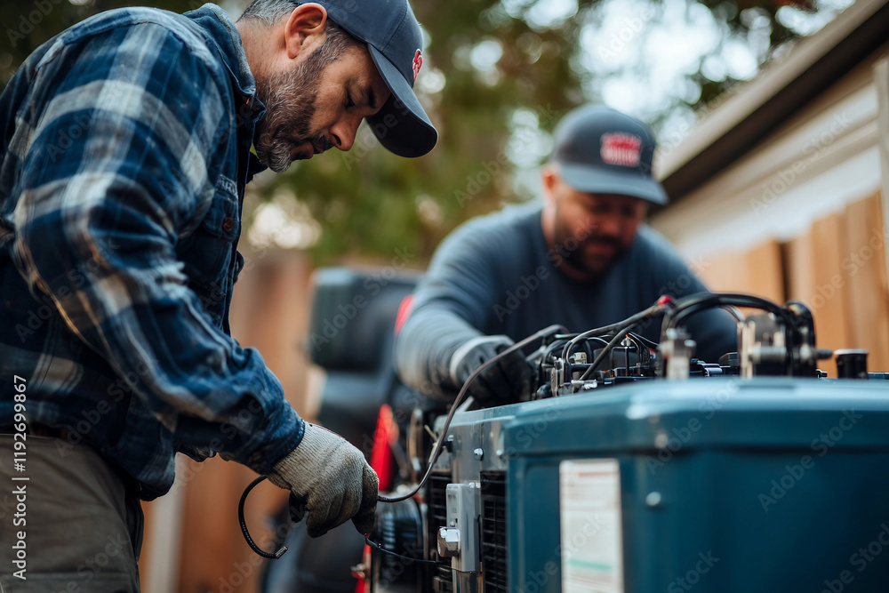 Obraz premium Close-up photo of an electrician carefully repairing wiring generative ai image