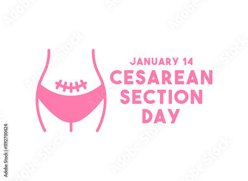 Cesarean Section Day. January 14. White background.