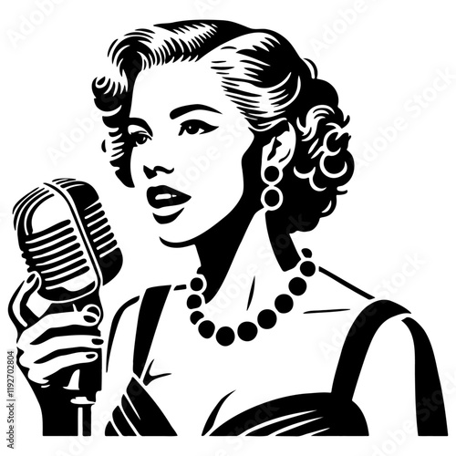 Vintage Female Jazz Singer Illustration.