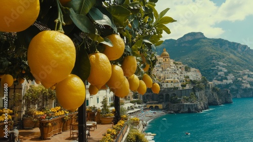 Wallpaper Mural Lemon Grove on the Amalfi Coast with Sea and Mountain Views, Sunlit, Lush, Scenic, Nature, Agriculture, Travel Torontodigital.ca