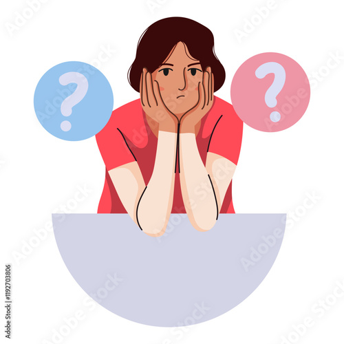 Confused Women Make Decision