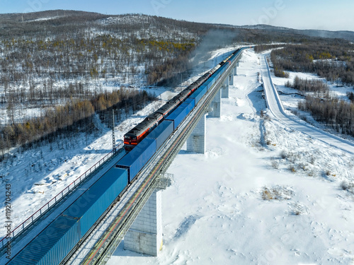Wallpaper Mural Railway trains on the bridge. Cargo transportation industry Torontodigital.ca