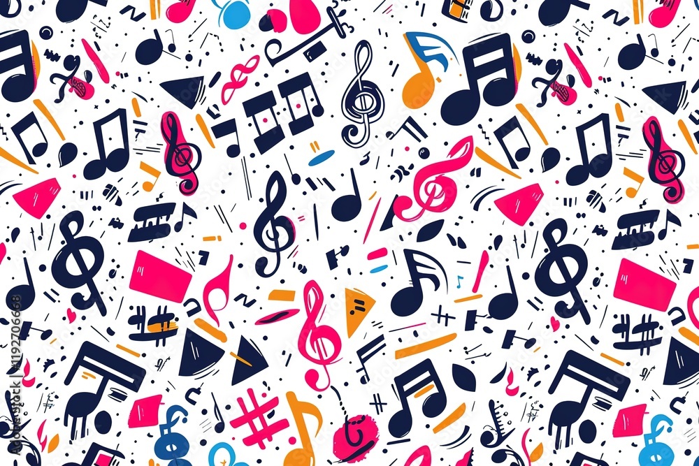 Music signs seamless pattern, accidental, note symbols background. Hand drawn doodle style vector graphics Music signs seamless pattern, accidental, note symbols background. Hand drawn doodle style vector graphics