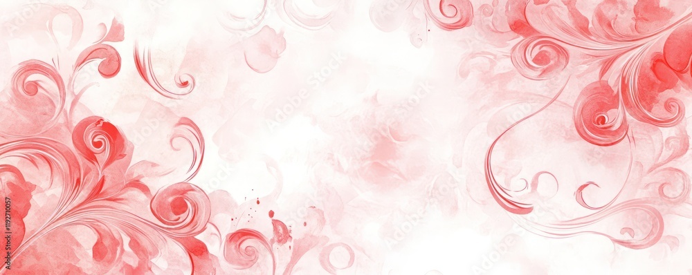 Romantic watercolor background in soft pink and red with abstract swirling patterns Romantic watercolor background in soft pink and red with abstract swirling patterns
